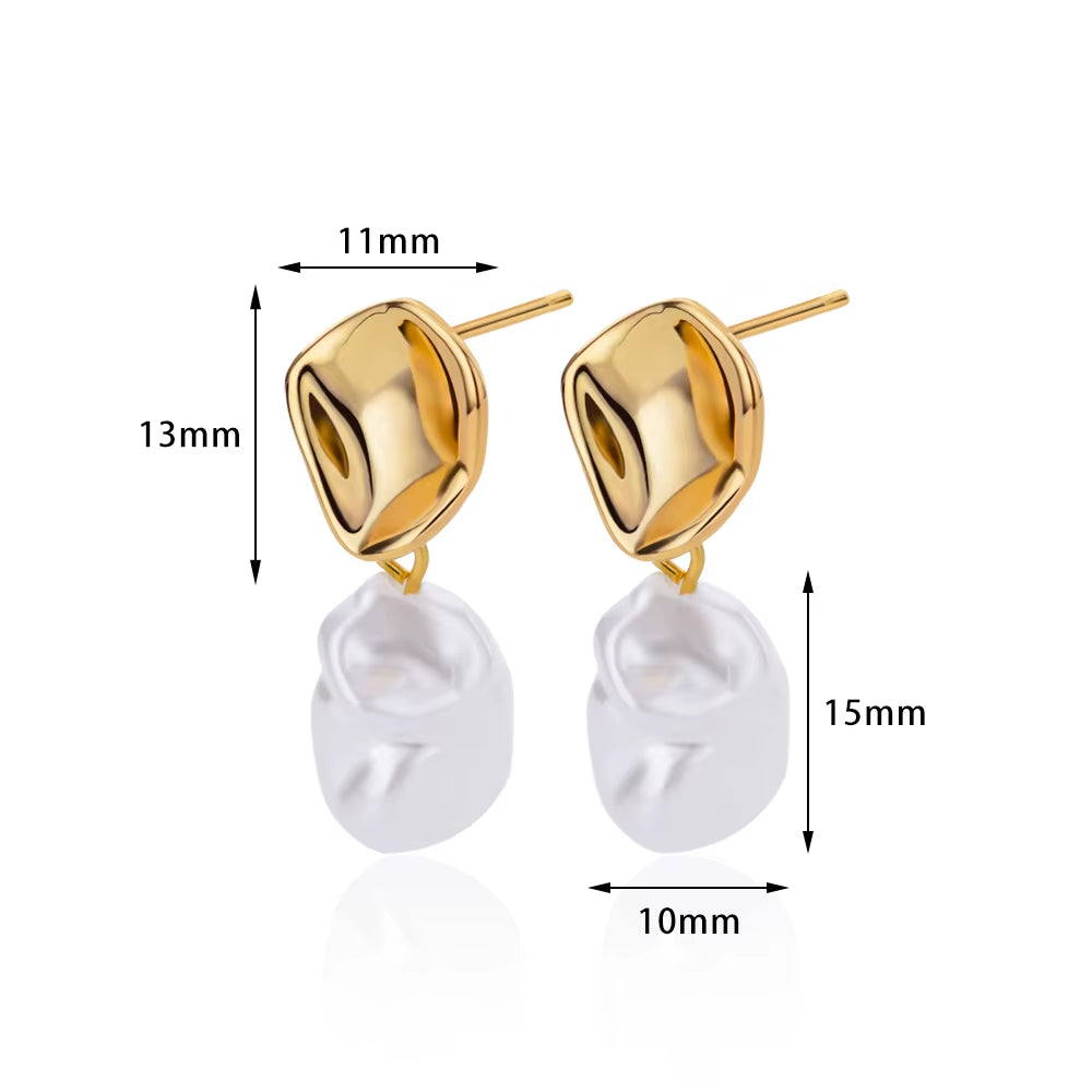 Zircon Pearl Earrings for Women 2023 Trending Stainless Steel Gold Color Drop Earring Wedding Party Luxury Jewelry Bijoux Femme