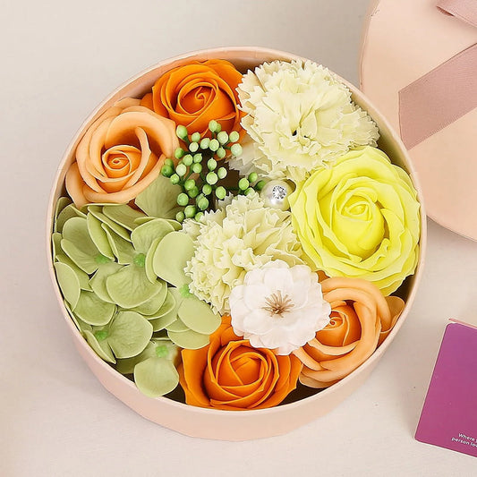 Valentine'S Day Gift Soap Flower Small round Box Bouquet Gift Box Roses