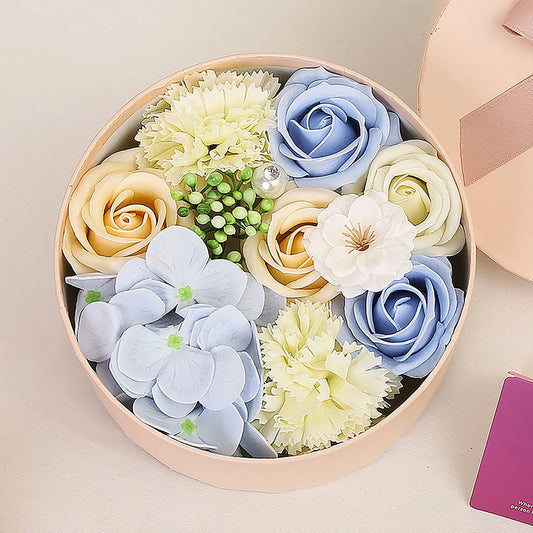 Valentine'S Day Gift Soap Flower Small round Box Bouquet Gift Box Roses